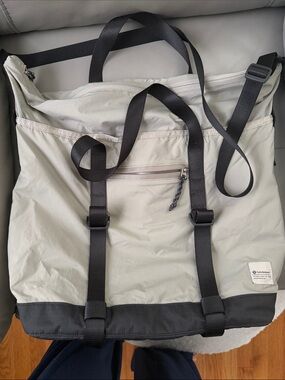 lululemon athletica Light Gray Duffel Tote with Black Straps